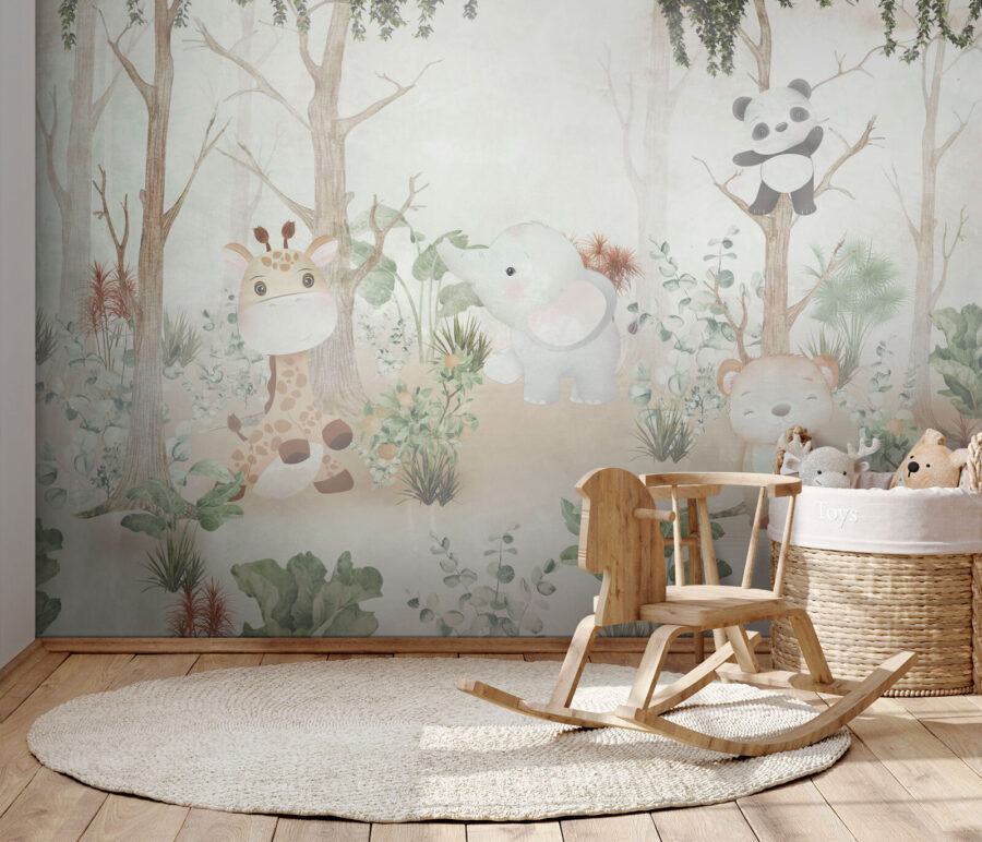 Papel de parede com animais na floresta