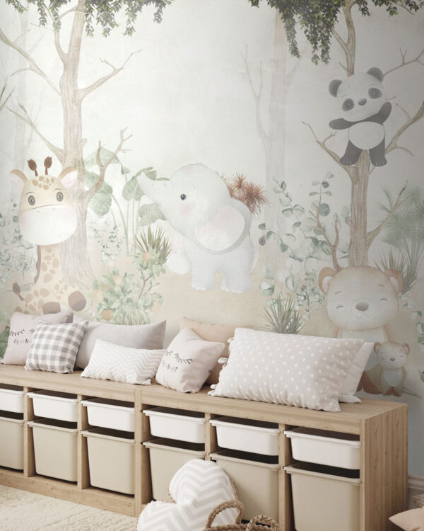 Papel de parede com animais na floresta Papel de parede com animais na floresta