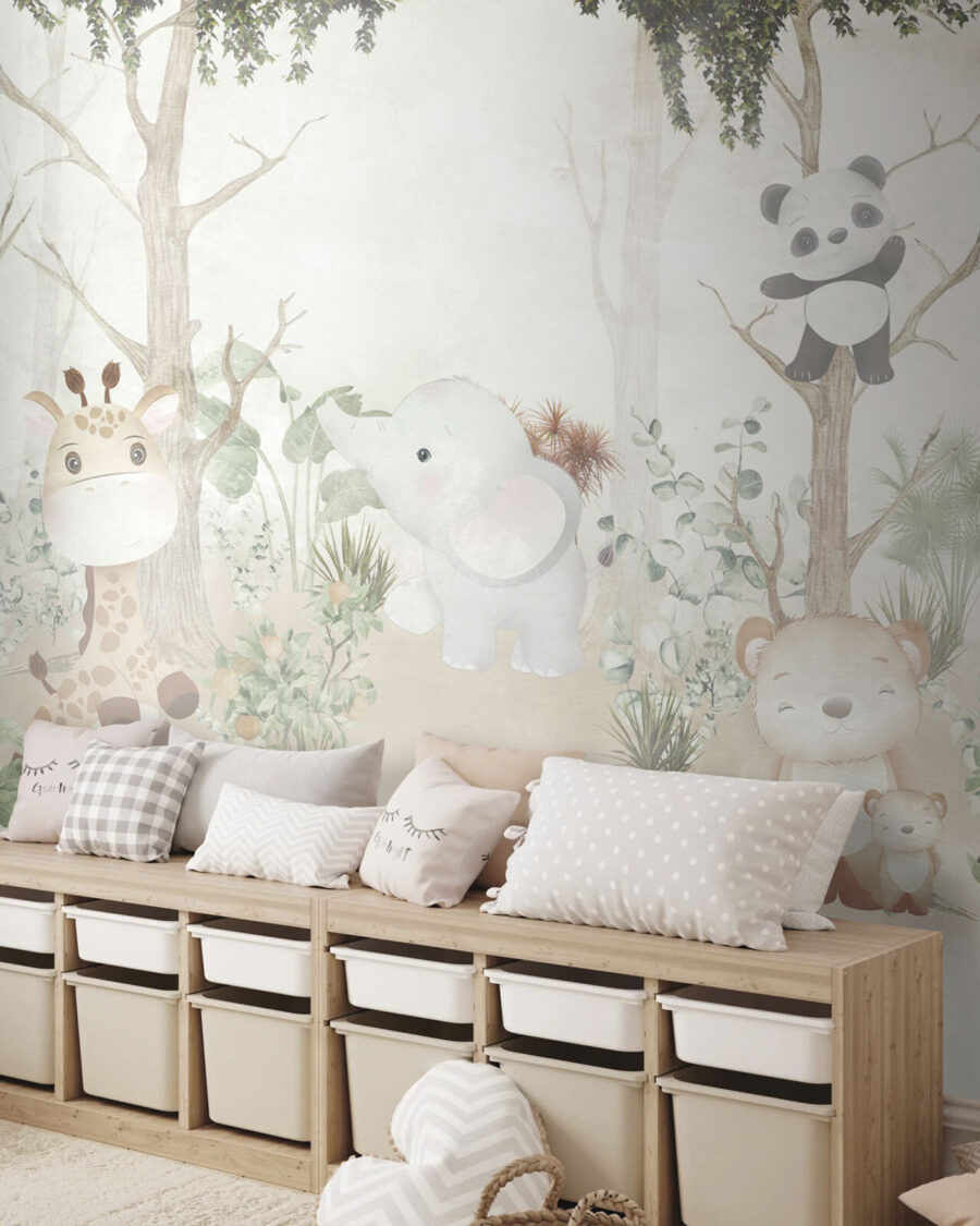Papel de parede com animais na floresta