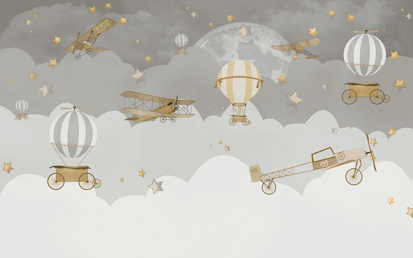 Group of airplanes in the sky