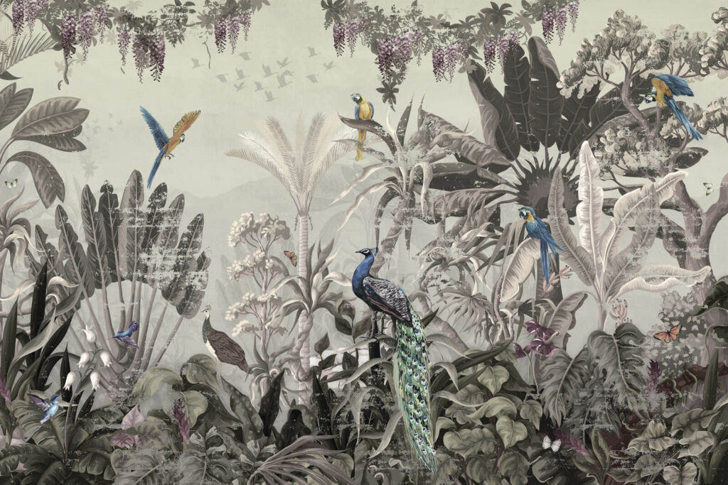 Mural de pássaros e plantas Mural de pássaros e plantas