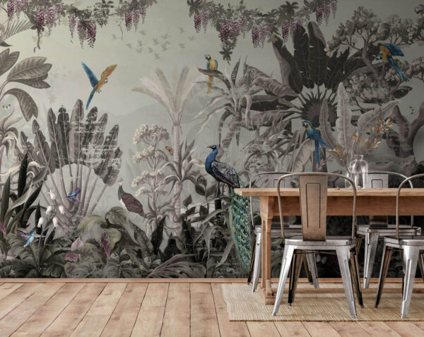 Mural de pássaros e plantas Mural de pássaros e plantas