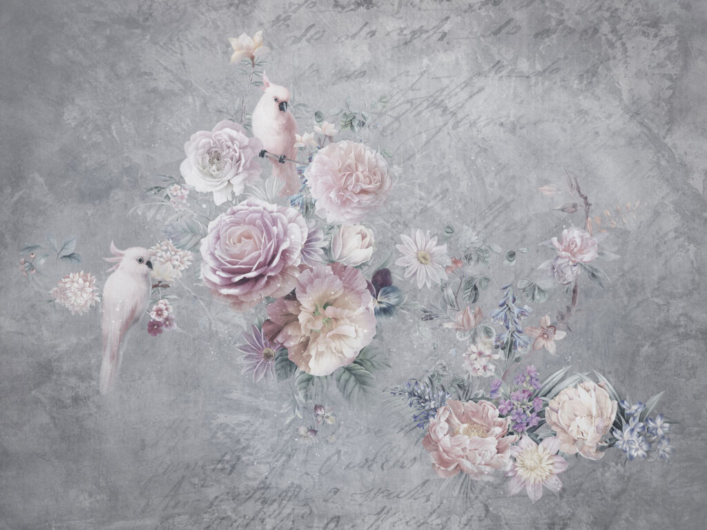 Pintura de flores e pássaros Pintura de flores e pássaros