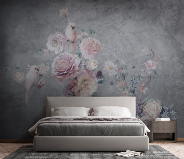 Pintura de flores e pássaros Pintura de flores e pássaros