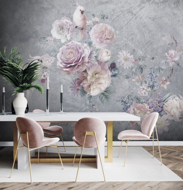 Pintura de flores e pássaros Pintura de flores e pássaros