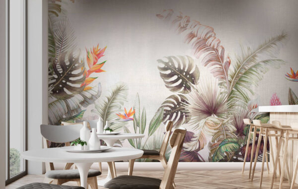 Folhagem e flores tropicais vibrantes. Folhagem e flores tropicais vibrantes.