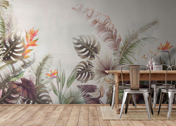 Folhagem e flores tropicais vibrantes. Folhagem e flores tropicais vibrantes.
