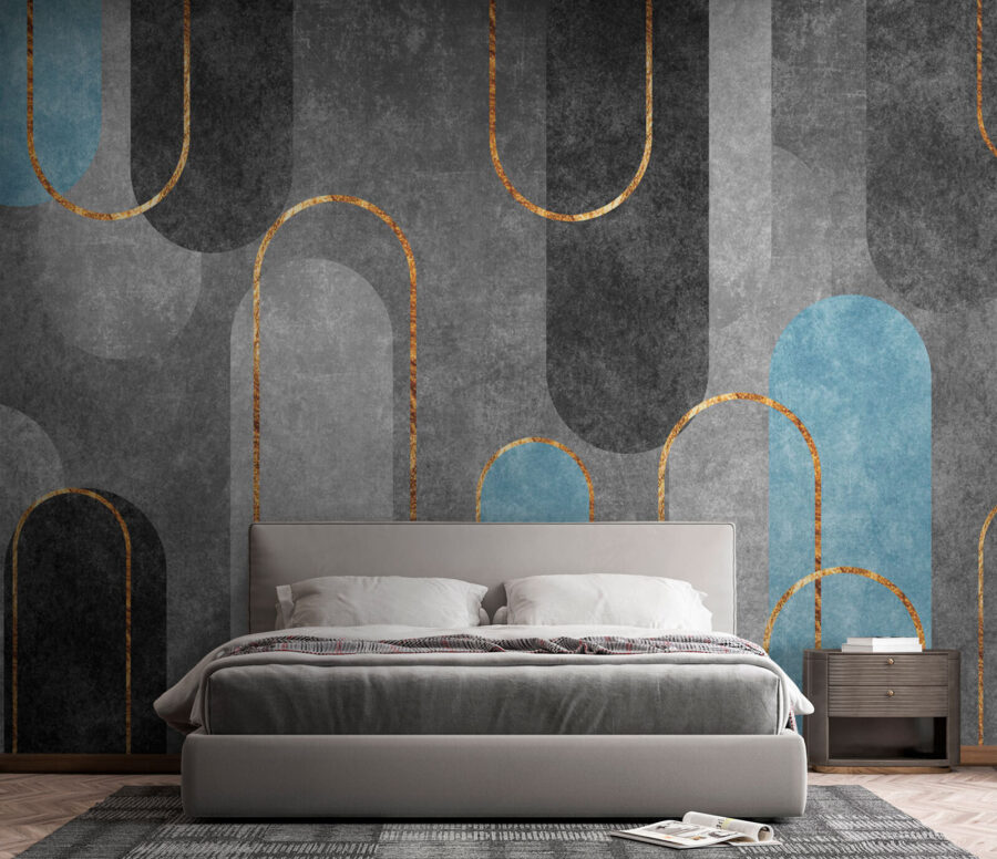 Formas abstractas em tons suaves.