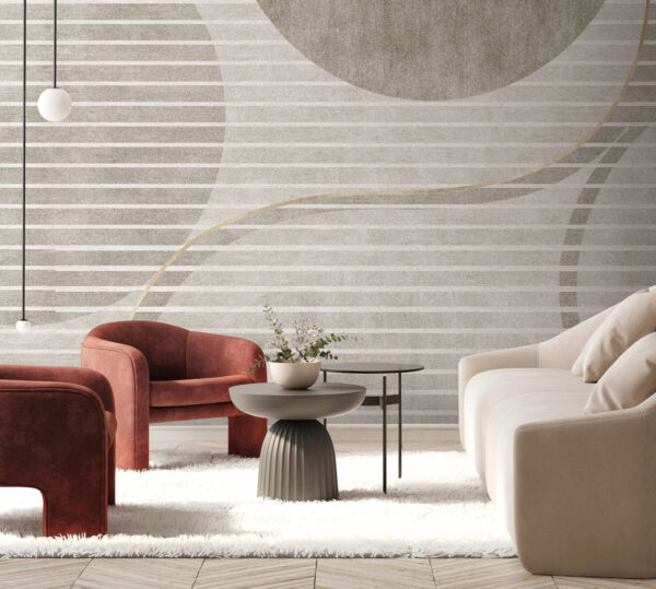 Papel de parede cinzento e branco com círculos e linhas Papel de parede cinzento e branco com círculos e linhas