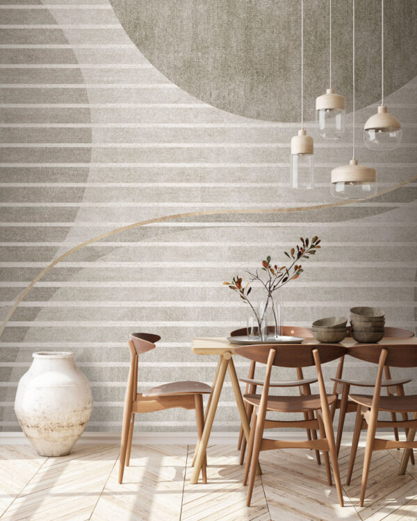 Papel de parede cinzento e branco com círculos e linhas Papel de parede cinzento e branco com círculos e linhas