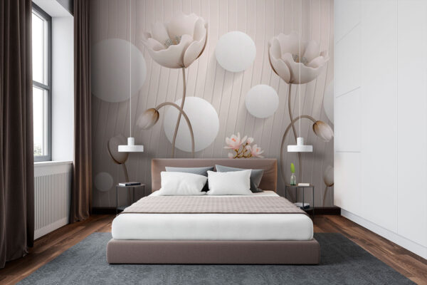 Papel de parede com flores e círculos Papel de parede com flores e círculos