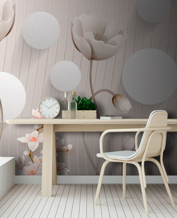 Papel de parede com flores e círculos Papel de parede com flores e círculos