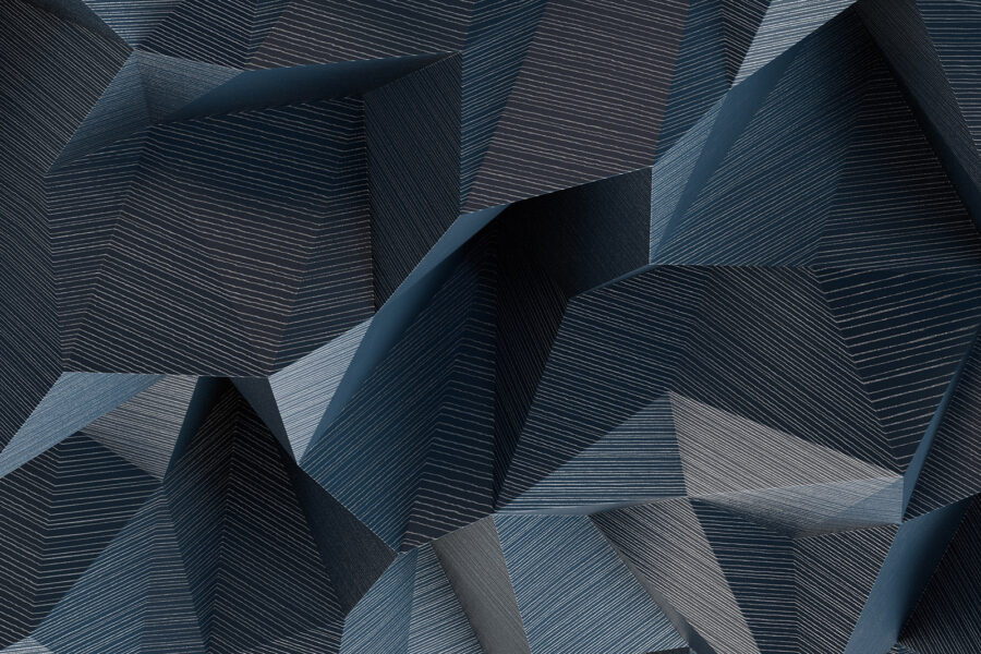 Papel de parede Ondas geométricas em tons de azul. - Image 3