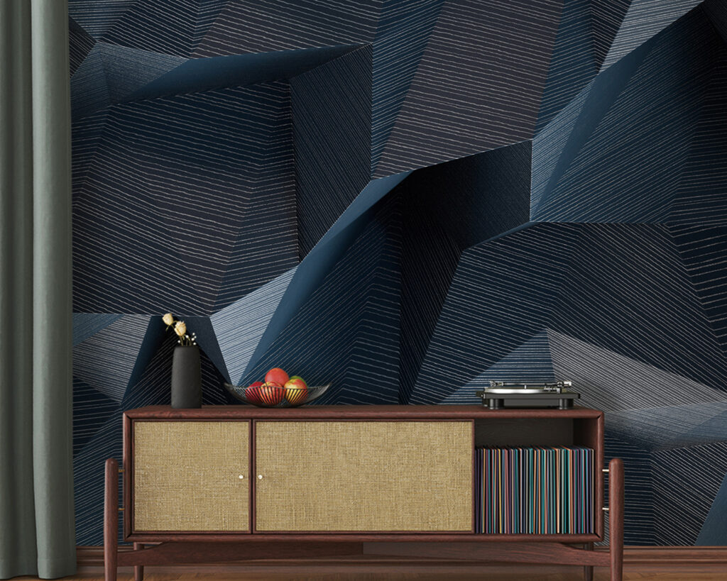 Geometric waves in shades of blue