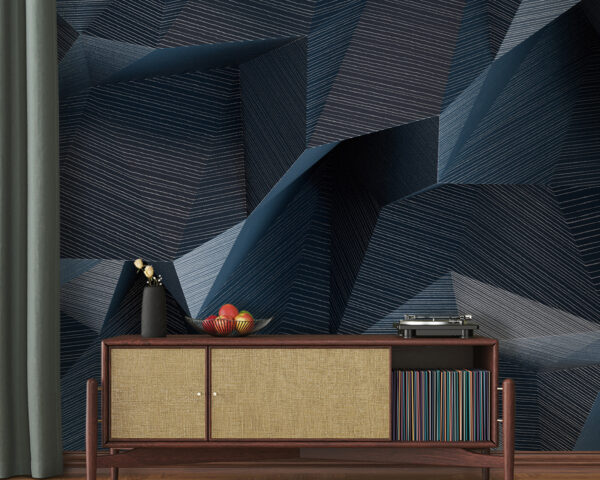 Geometric waves in shades of blue