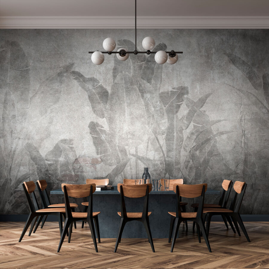 Papel de parede Muro cinzento com folhas e um muro de tijolo - Image 3