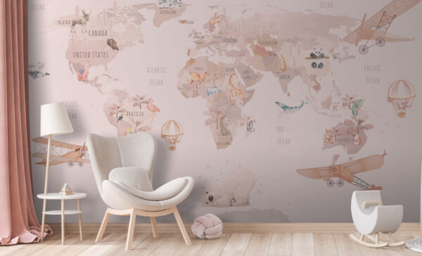 Mapa do mundo com animais e aves Mapa do mundo com animais e aves