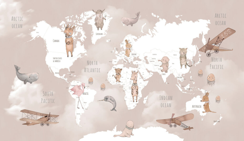 Mapa do mundo com animais Mapa do mundo com animais