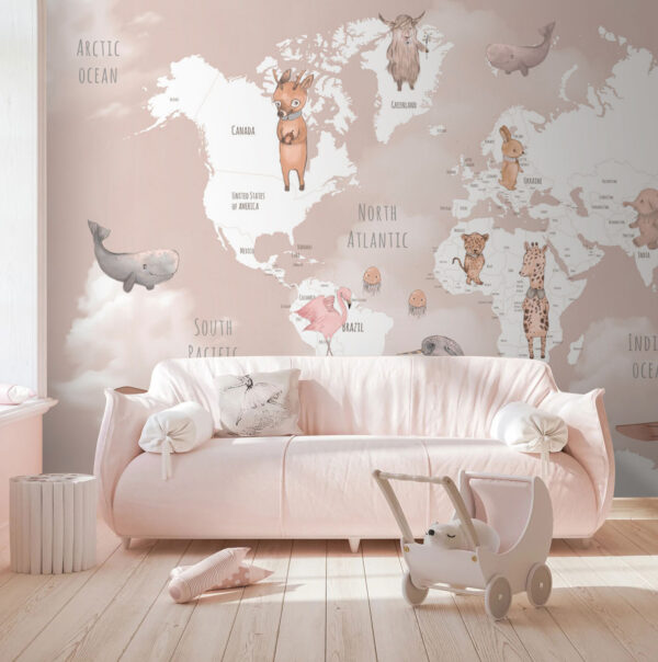 Mapa do mundo com animais Mapa do mundo com animais