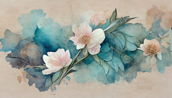 Pintura de flores e folhas Pintura de flores e folhas