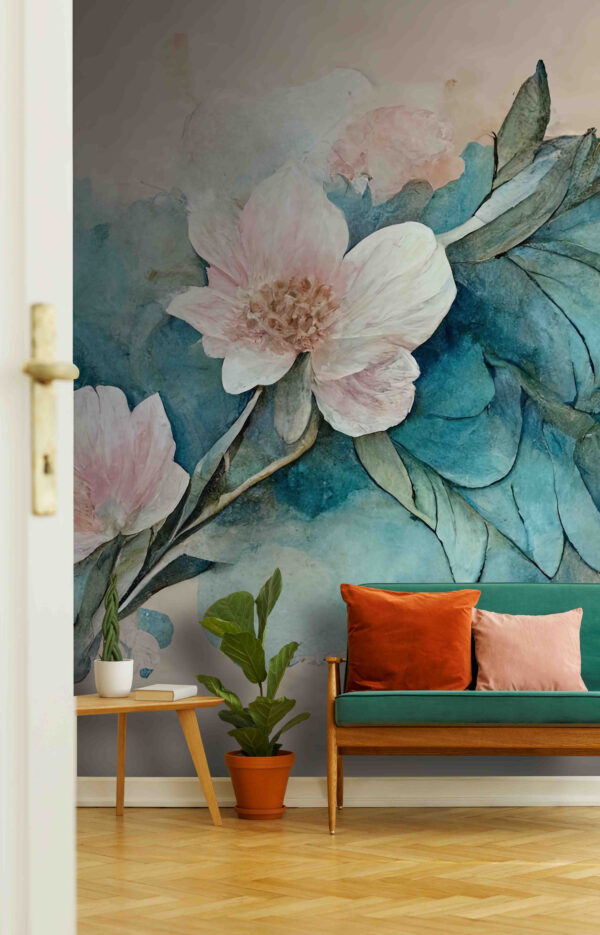Pintura de flores e folhas Pintura de flores e folhas