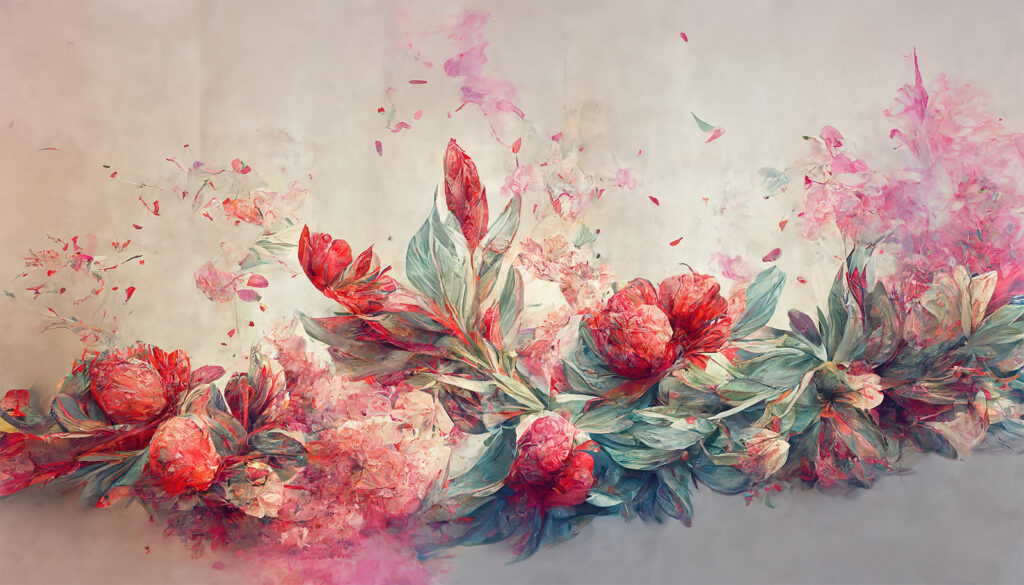 Pintura de flores e folhas Pintura de flores e folhas