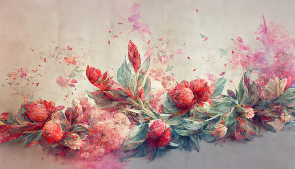Pintura de flores e folhas Pintura de flores e folhas
