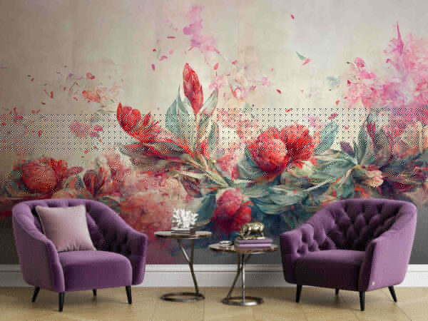 Pintura de flores e folhas Pintura de flores e folhas
