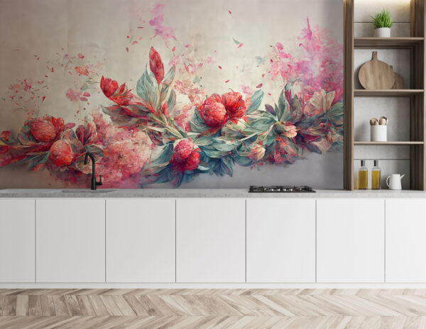 Pintura de flores e folhas Pintura de flores e folhas