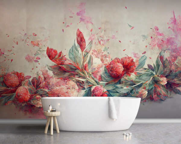 Pintura de flores e folhas Pintura de flores e folhas