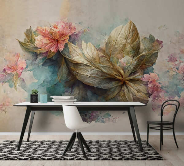 Pintura de flores e folhas Pintura de flores e folhas
