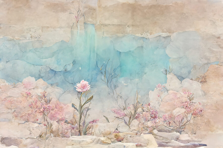 Pintura de flores e pedras Pintura de flores e pedras