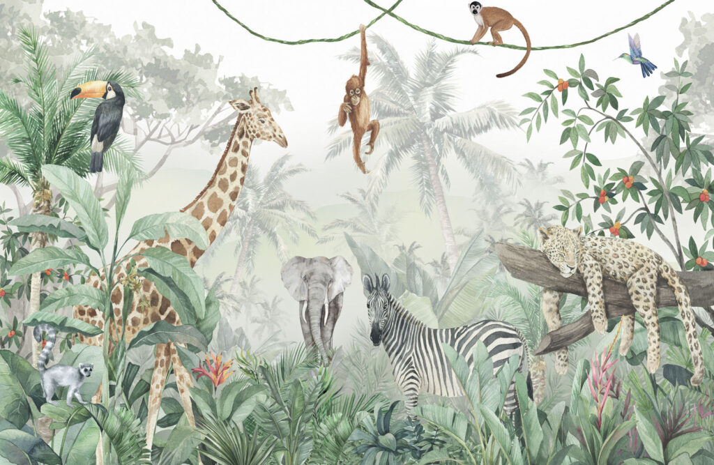 Fotomural de animais na selva Fotomural de animais na selva
