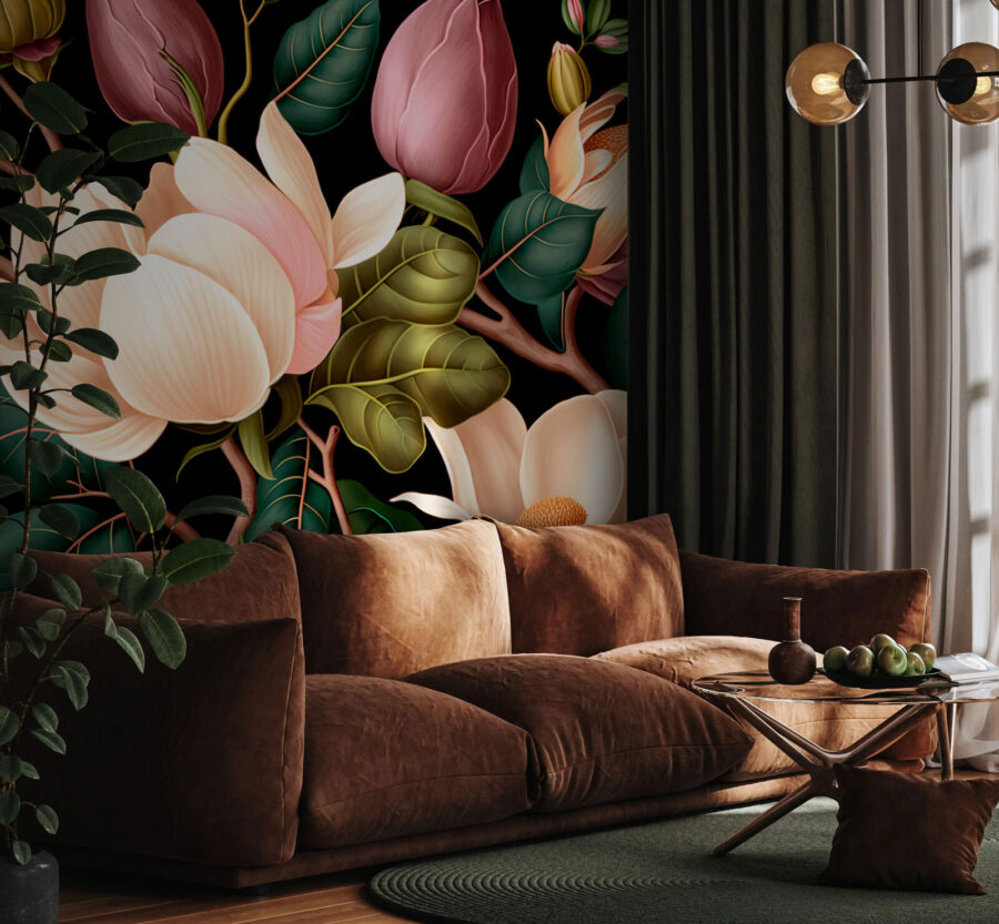Composição floral elegante sobre fundo escuro. Composição floral elegante sobre fundo escuro.