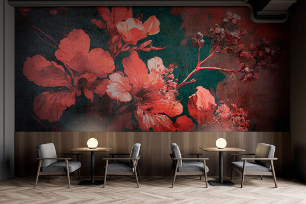 Vibrant blossoms amid dark foliage Vibrant blossoms amid dark foliage