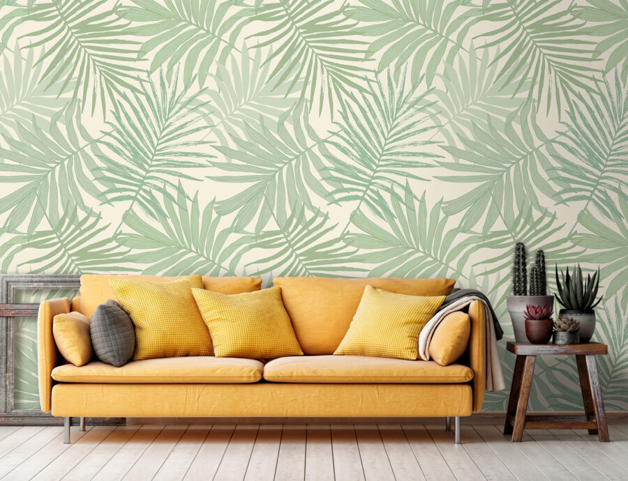 Padrão de folhas sobre um fundo branco