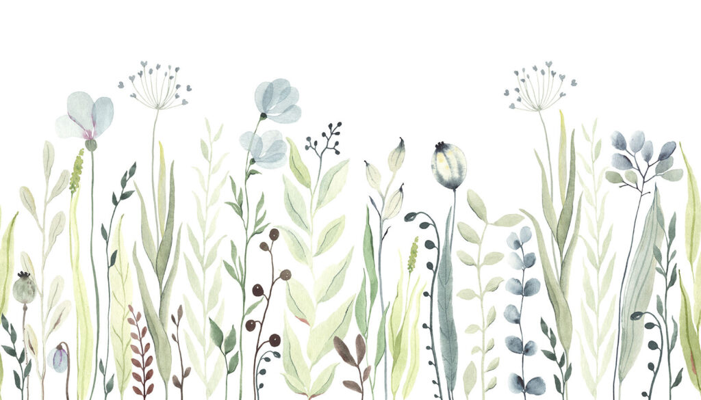 Pintura a aguarela de flores e folhas Pintura a aguarela de flores e folhas