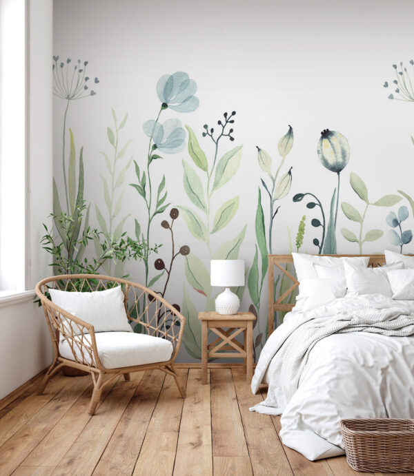 Pintura a aguarela de flores e folhas Pintura a aguarela de flores e folhas