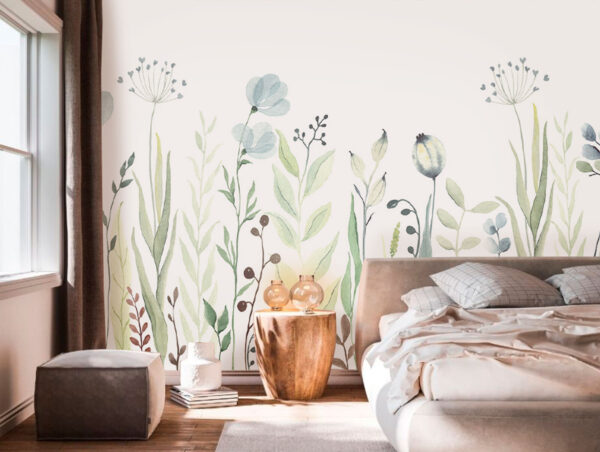 Pintura a aguarela de flores e folhas Pintura a aguarela de flores e folhas