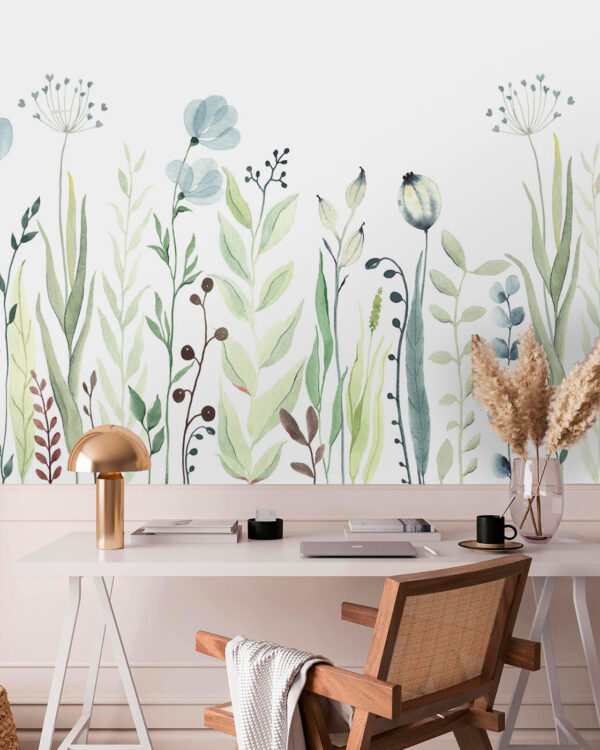 Pintura a aguarela de flores e folhas Pintura a aguarela de flores e folhas