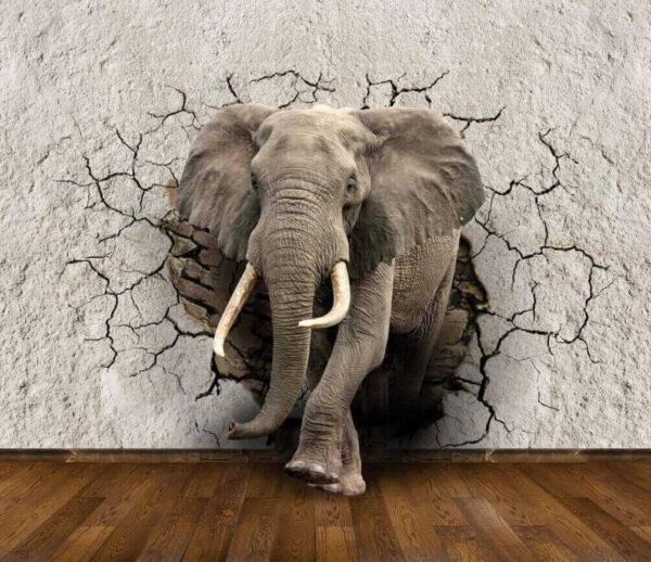 An elephant coming through a wall An elephant coming through a wall