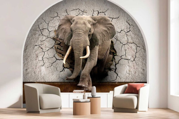 An elephant coming through a wall An elephant coming through a wall