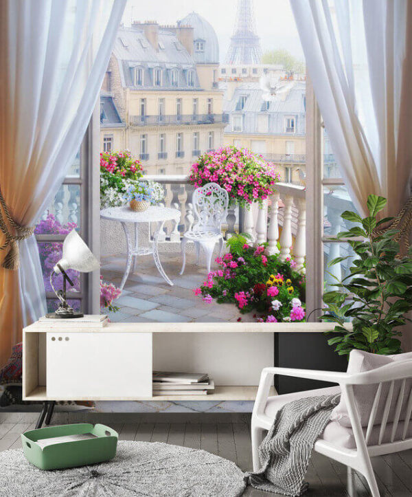 Balcony with a view of the eiffel tower Balcony with a view of the eiffel tower