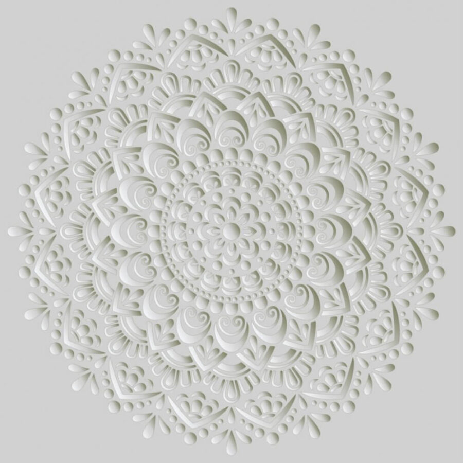 Padrão circular branco sobre um fundo cinzento