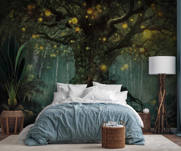 Pintura de uma árvore com luzes Pintura de uma árvore com luzes