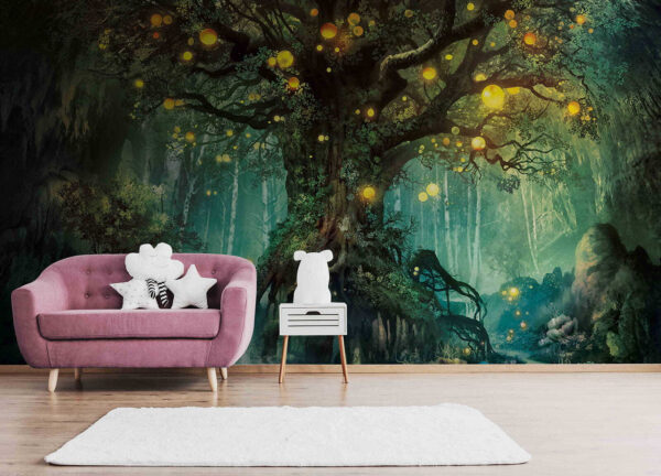 Pintura de uma árvore com luzes Pintura de uma árvore com luzes