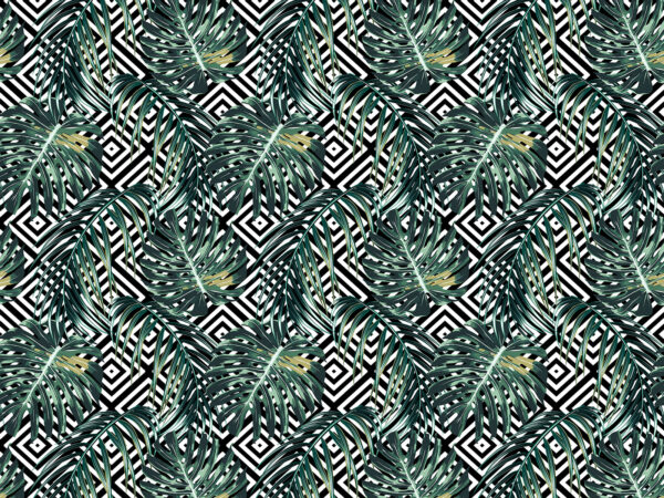Padrão de folhas num fundo preto e branco Padrão de folhas num fundo preto e branco