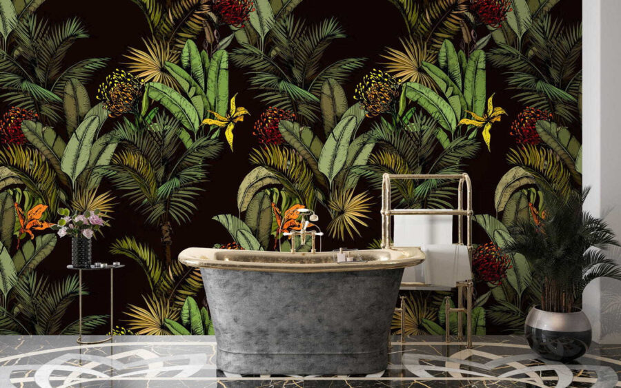 Papel de parede Padrão de plantas tropicais