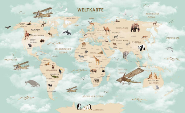 Mapa do mundo com animais Mapa do mundo com animais