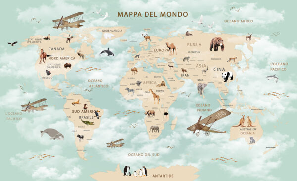 Mapa do mundo com animais Mapa do mundo com animais